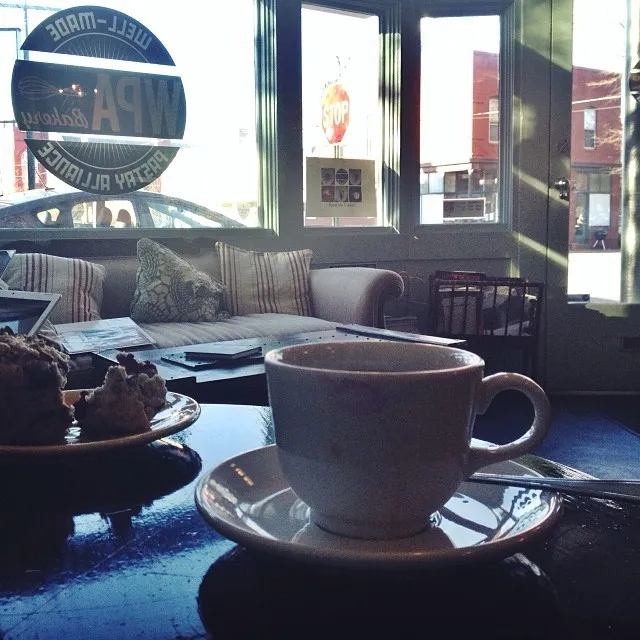 Afternoon light, coffee & good conversation. (at WPA Bakery)