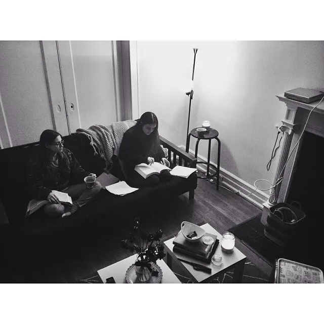 Tea and homework tonight featuring #Coffitivity, Mazzy Star & our friends Liv an